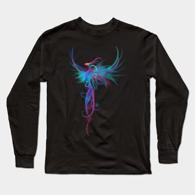 Fantastic Blue-Pink Phoenix Long Sleeve T-Shirt by DezinerFiles